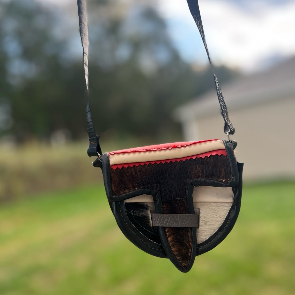 Vintage Faux Cowhide Shoulder Bag: 1980s Small Black Purse